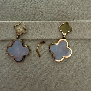Lovery Mother of pearl Gold Clover Drop Earrings